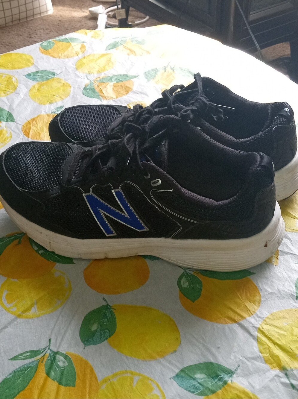 New Balance Black Athletic Sneakers with Blue 'N' Accent